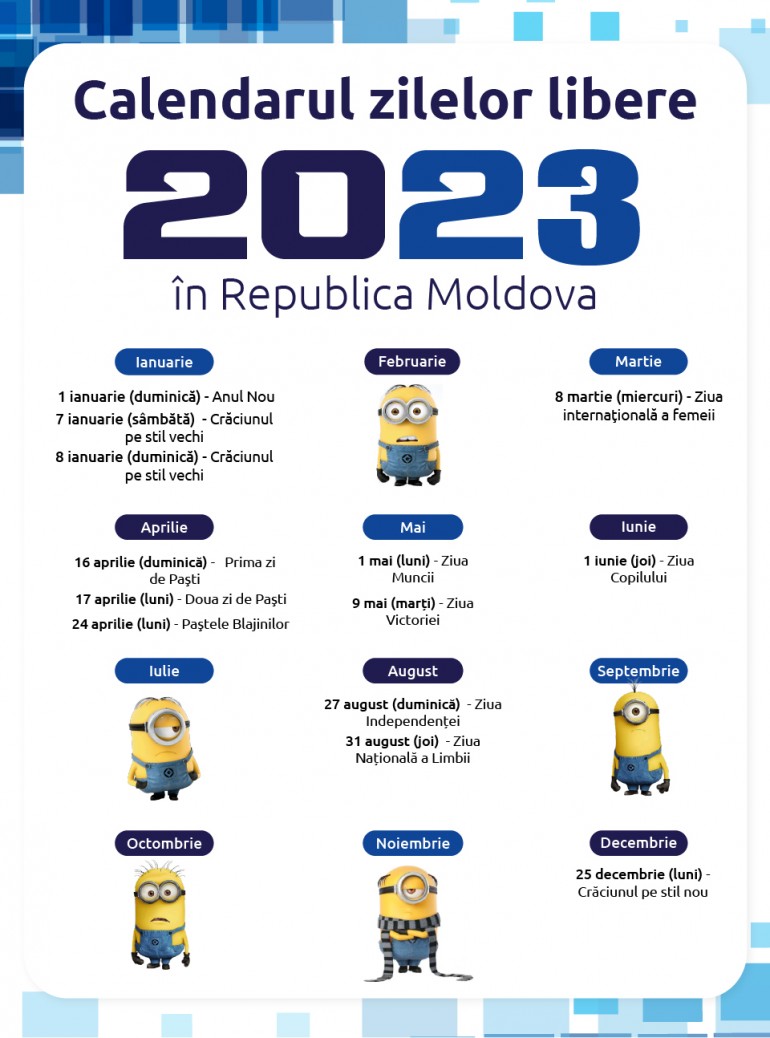 Câte zile libere vom avea în 2023 în Republica Moldova?